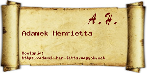 Adamek Henrietta névjegykártya